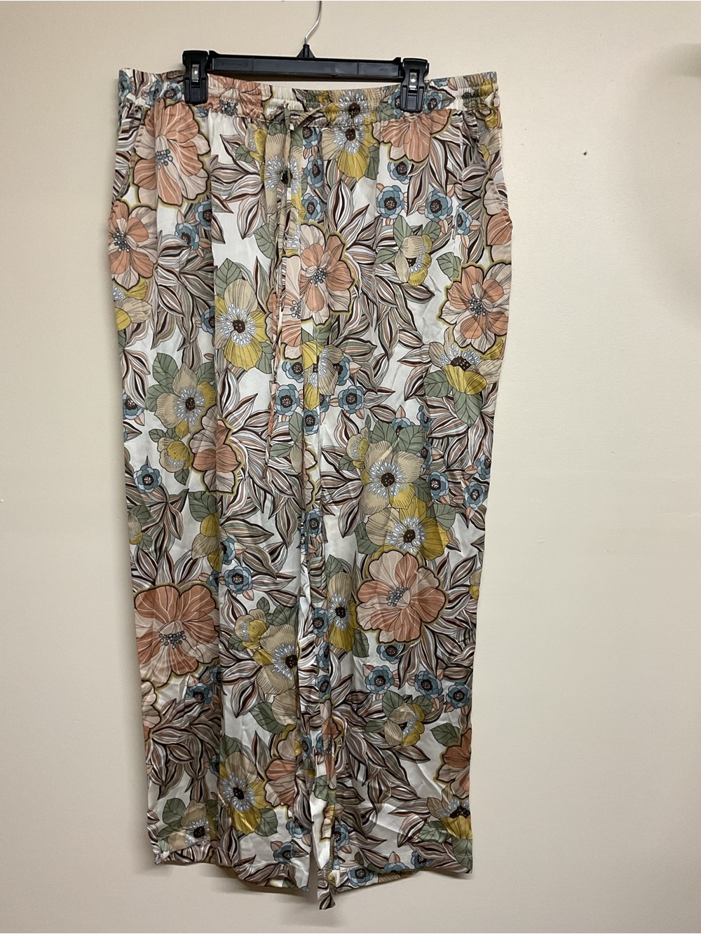 Skies Are Blue Floral Wide-Leg Pull-On Pants - Cream, Peach, Yellow, Blue